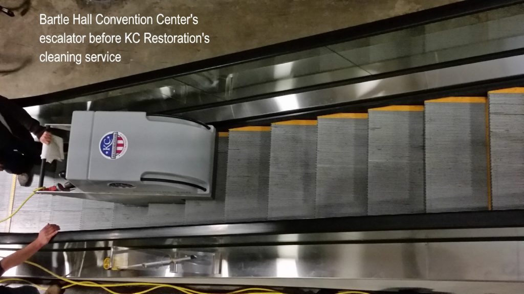 Escalator cleaning by KC Restoration