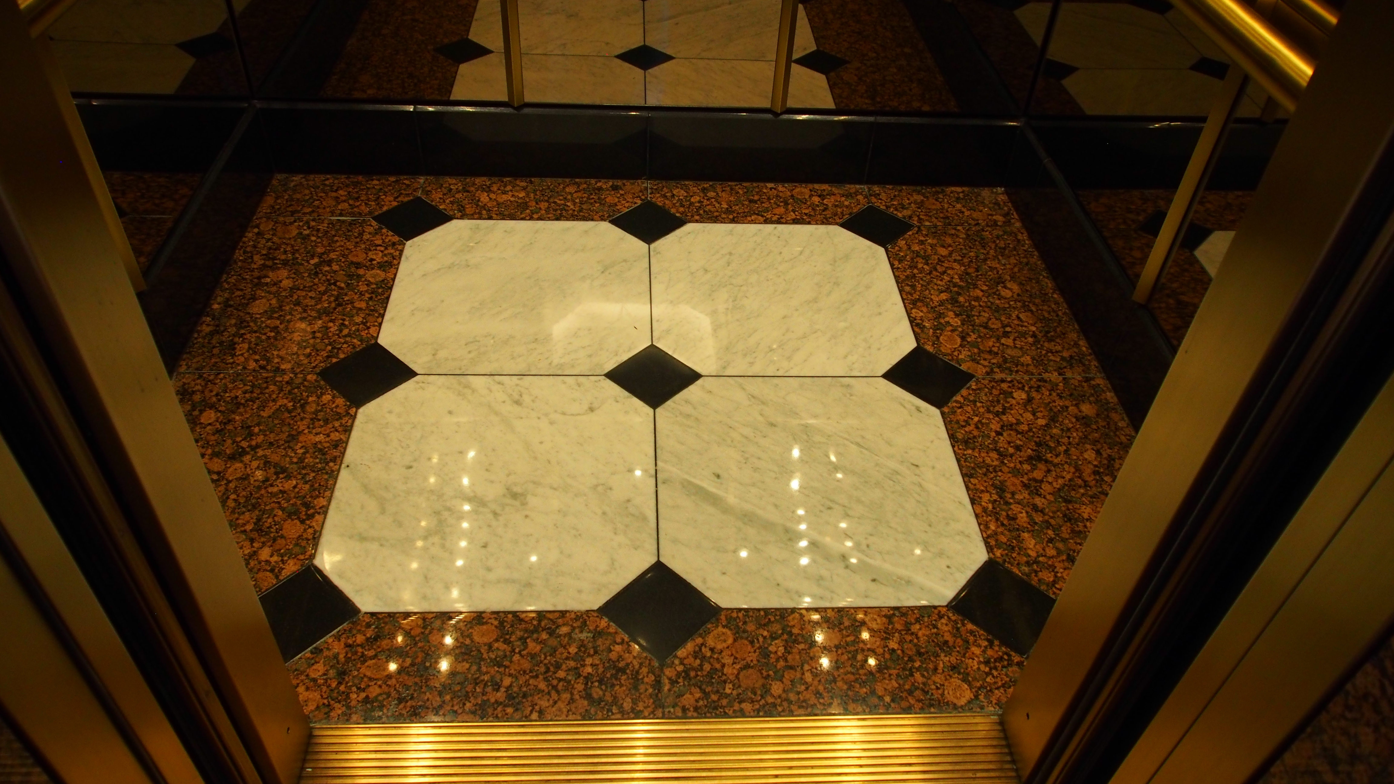 Stone floor in elevator