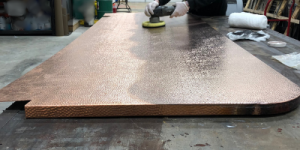 polishing a copper counter